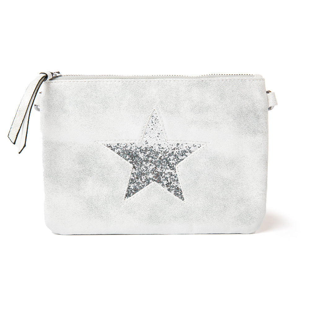 The silver Star Makeup Bag with a dazzling silver star detailing